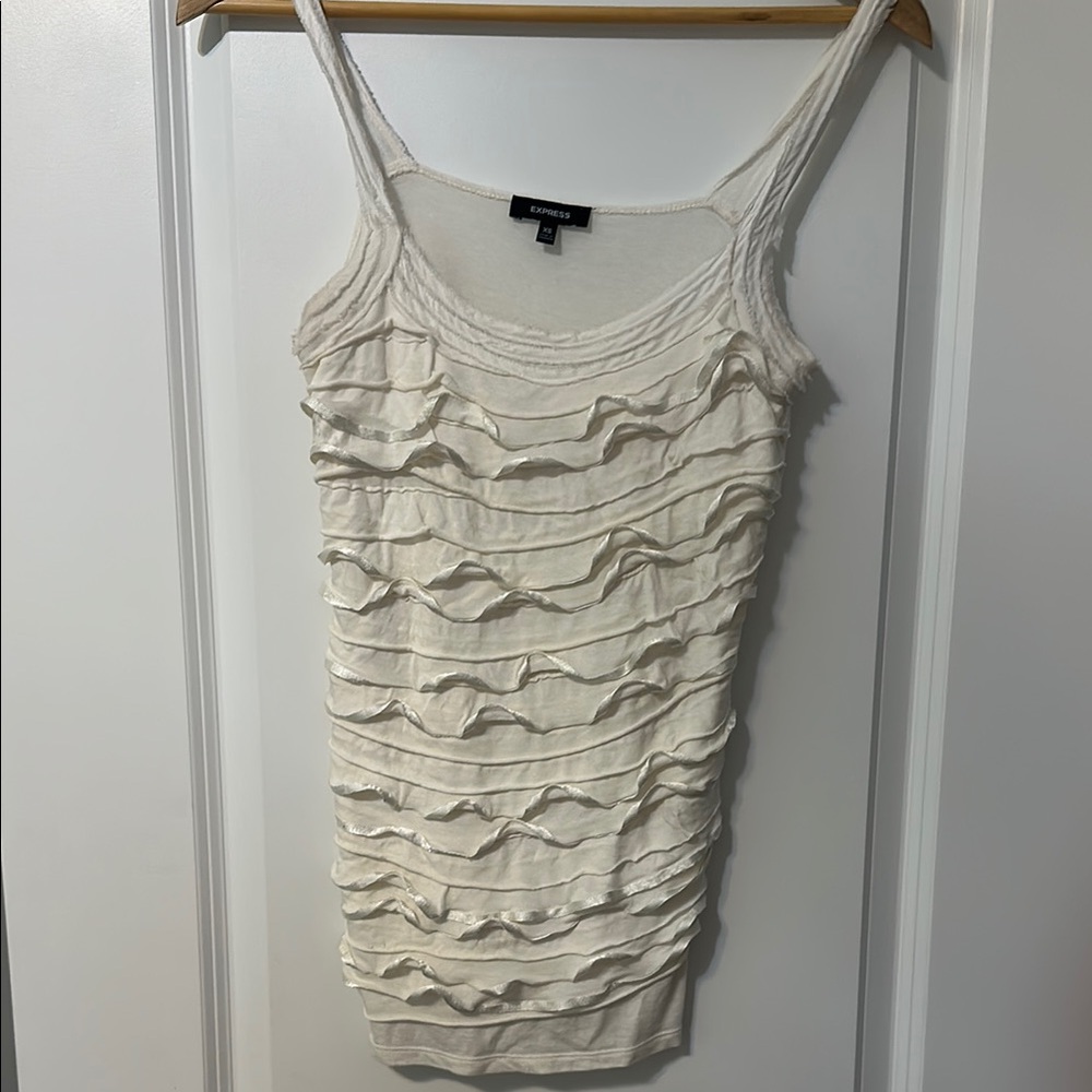 Express XS Cream Ruffle Tank Top